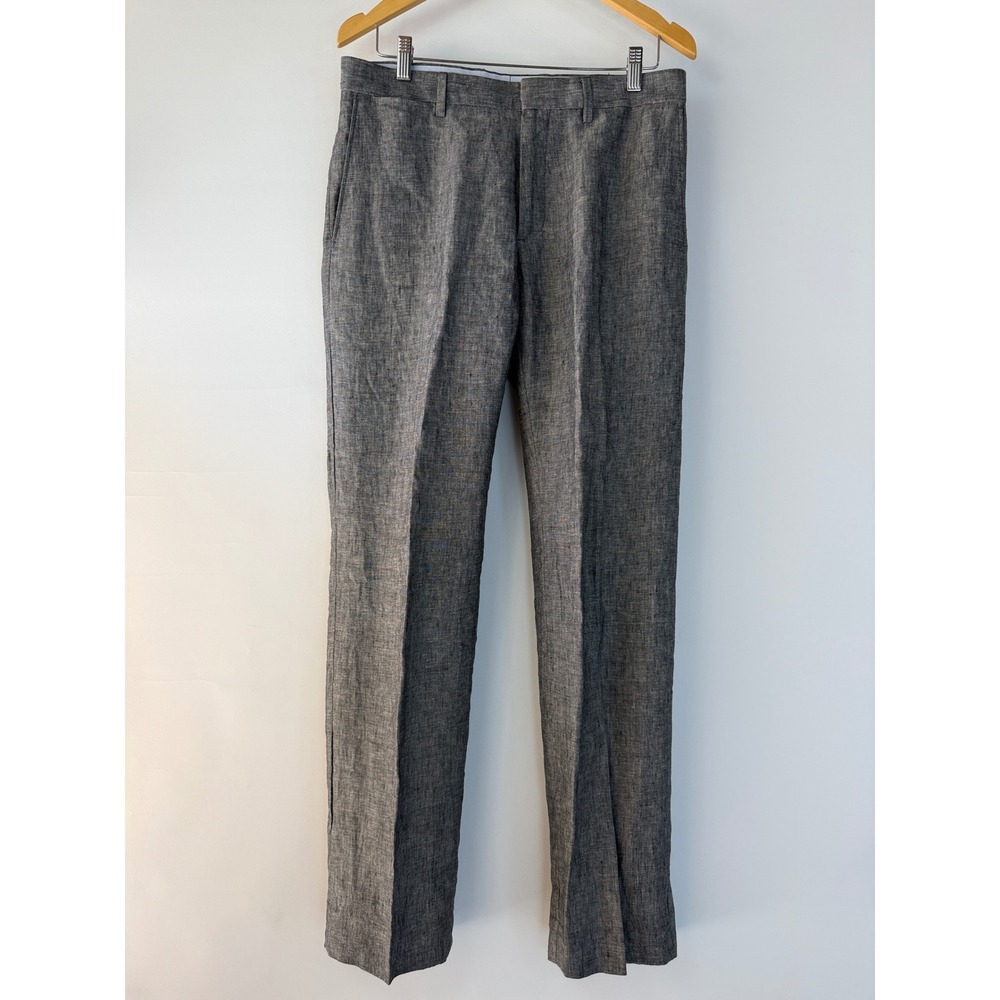 Banana Republic Linen Trousers Mens 32X34 Grey Classic Fit Straight